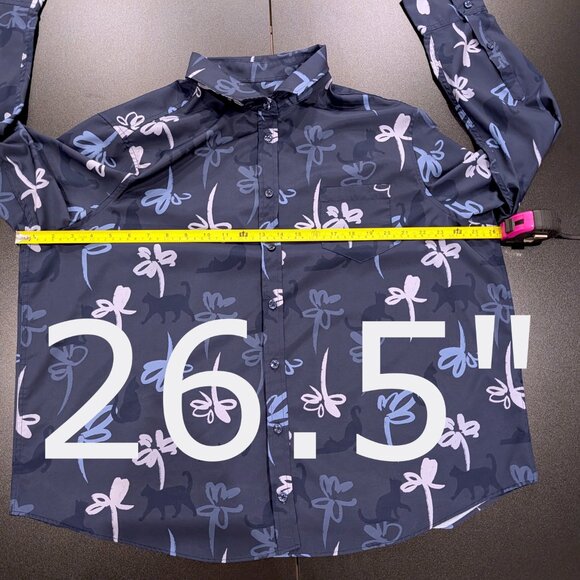 Like New CON.STRUCT Cat Floral Long Sleeve Everyday Shirt, size XL - Picture 8 of 12